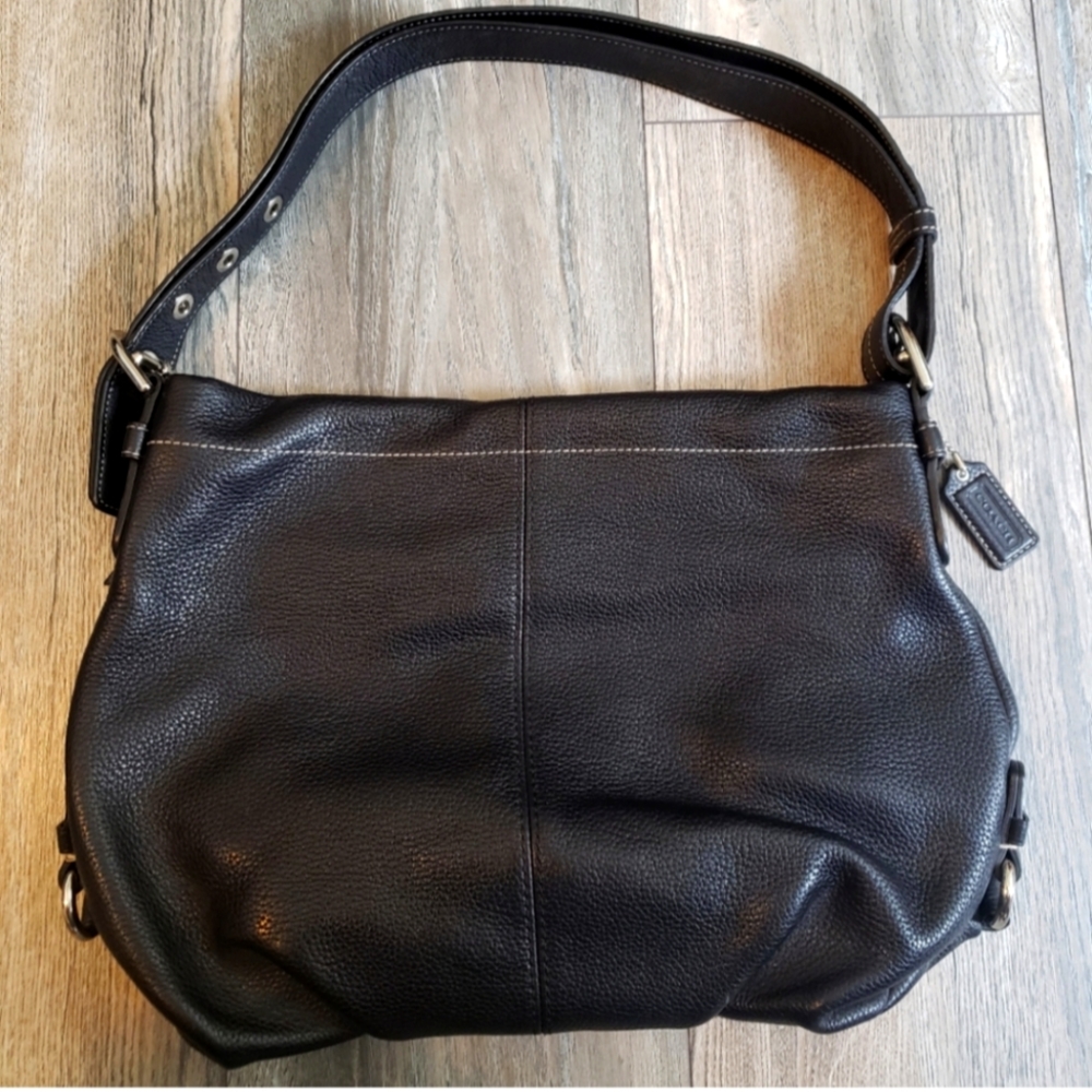 Coach black pebble genuine leather purse